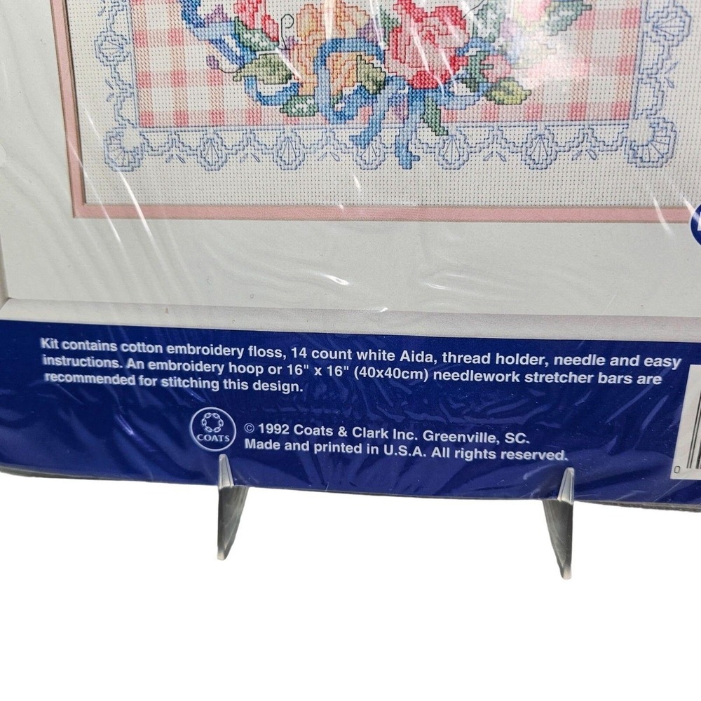 A Sisters Love Lasts Forever Counted Cross Stitch Kit Roses Gingham Sealed New - Picture 4 of 7
